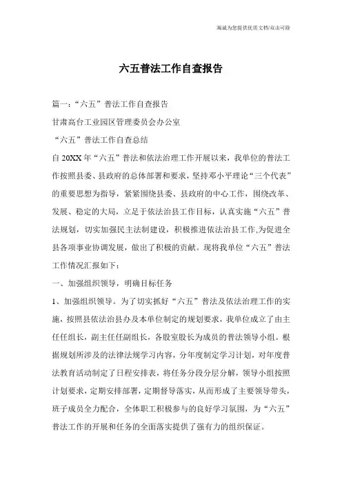 六五普法工作自查报告_2