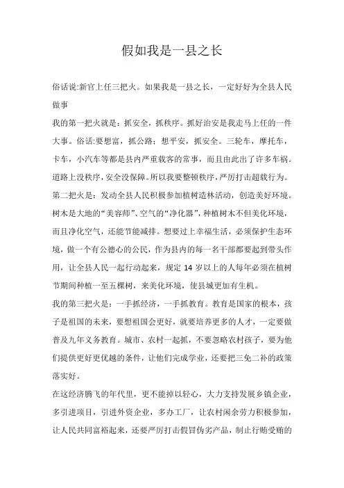 六年级想象假如我是一县之长