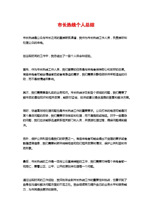 市长热线个人总结