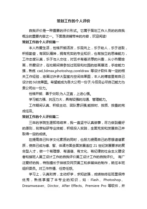 策划工作的个人评价