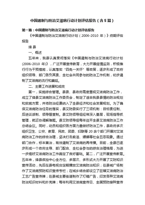 中国遏制与防治艾滋病行动计划评估报告（含5篇）