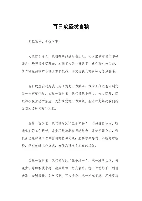 百日攻坚发言稿