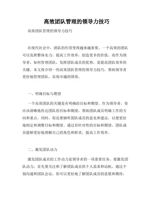  高效团队管理的领导力技巧