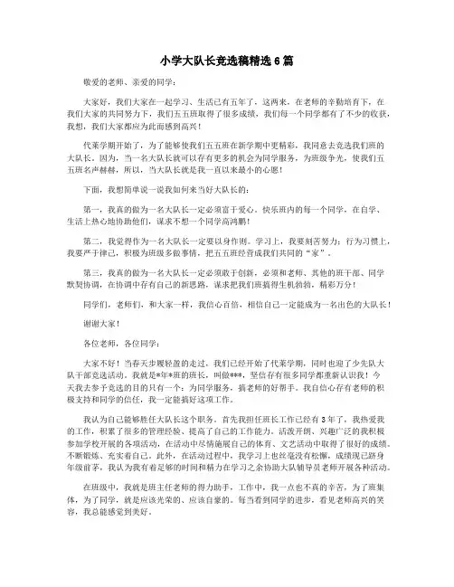 小学大队长竞选稿精选6篇
