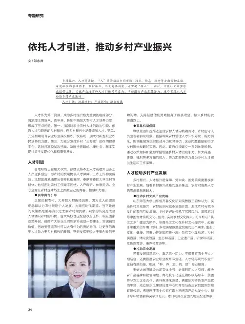 依托人才引进,推动乡村产业振兴