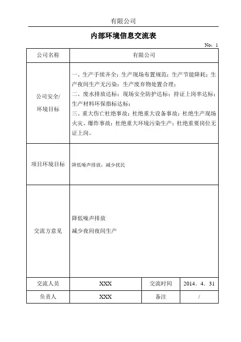 环境信息交流表(内)
