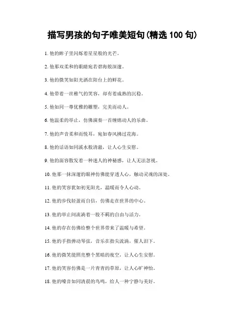 描写男孩的句子唯美短句(精选100句)