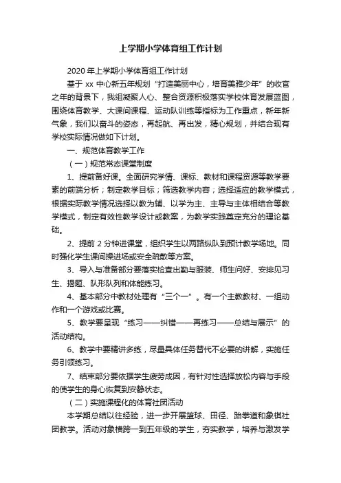 上学期小学体育组工作计划