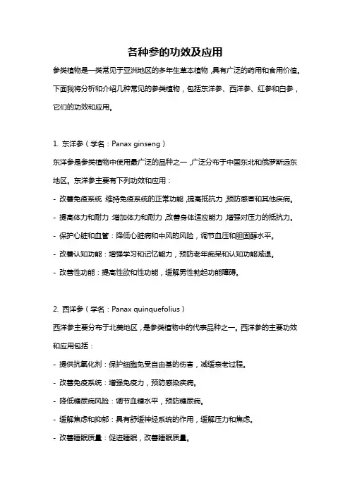 各种参的功效及应用
