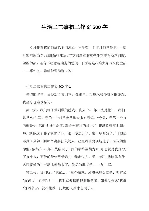 (初二作文)生活二三事初二作文500字