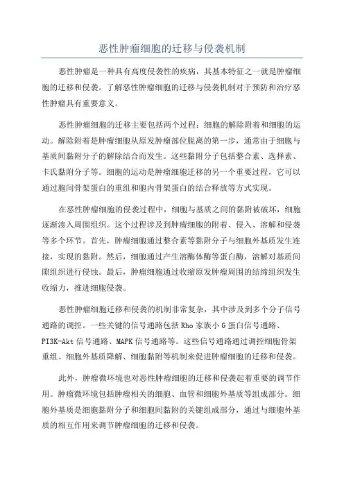 恶性肿瘤细胞的迁移与侵袭机制