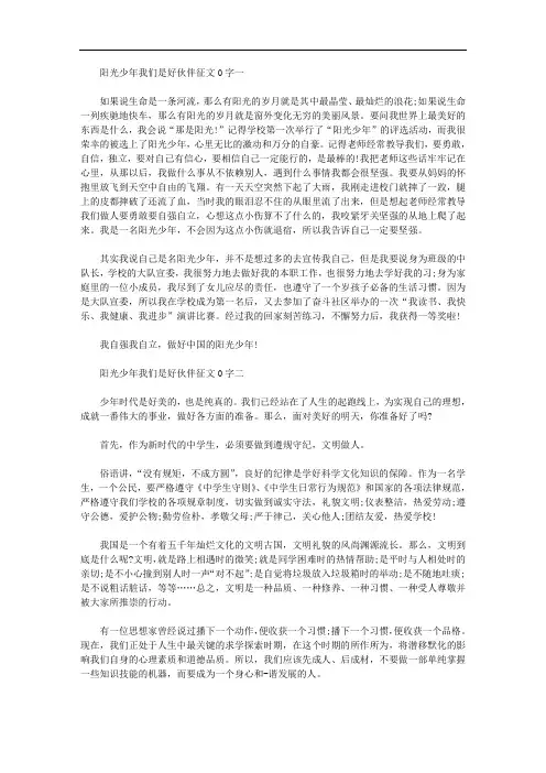 阳光少年我们是好伙伴征文400字三篇