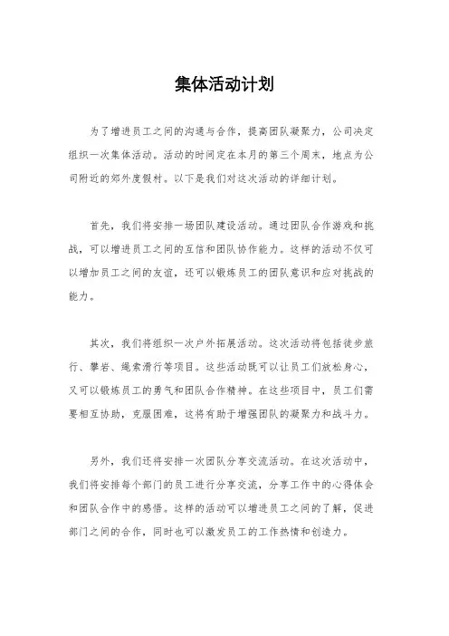 集体活动计划