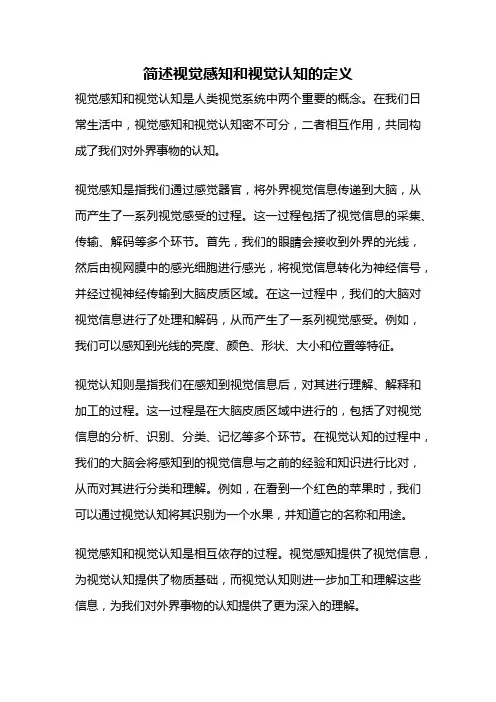 简述视觉感知和视觉认知的定义