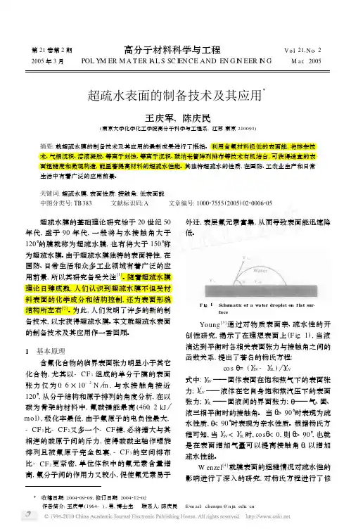 超疏水表面的制备技术及其应用