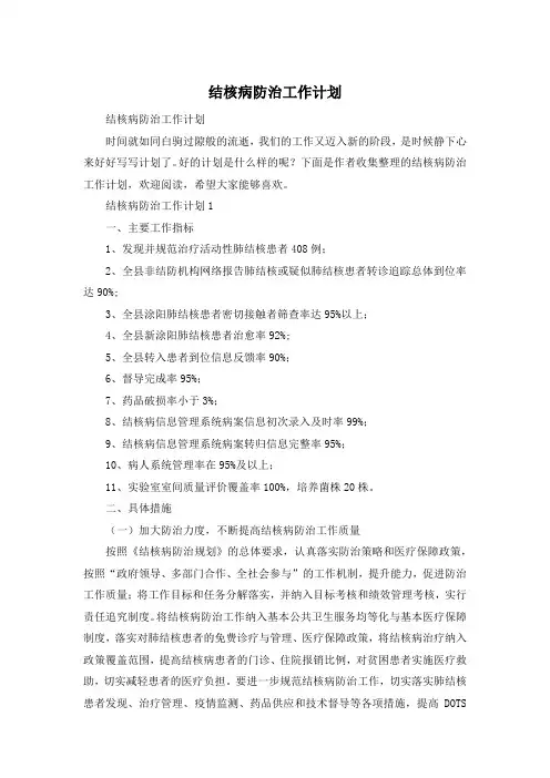 结核病防治工作计划