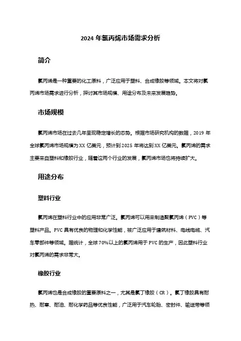 2024年氯丙烯市场需求分析