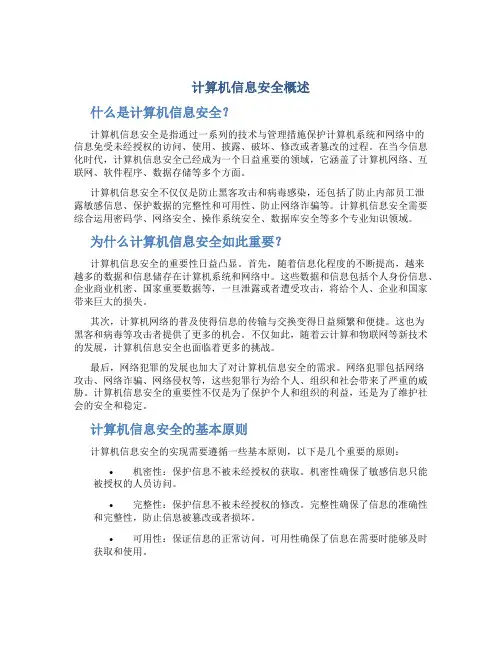 计算机信息安全概述
