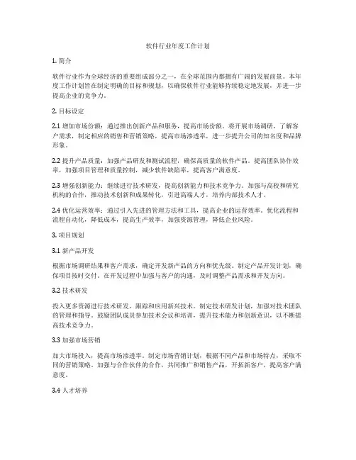 软件行业年度工作计划