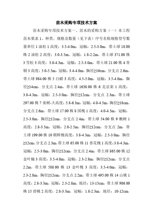 苗木采购专项技术方案.doc