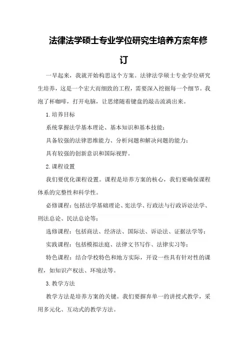 法律法学硕士专业学位研究生培养方案年修订