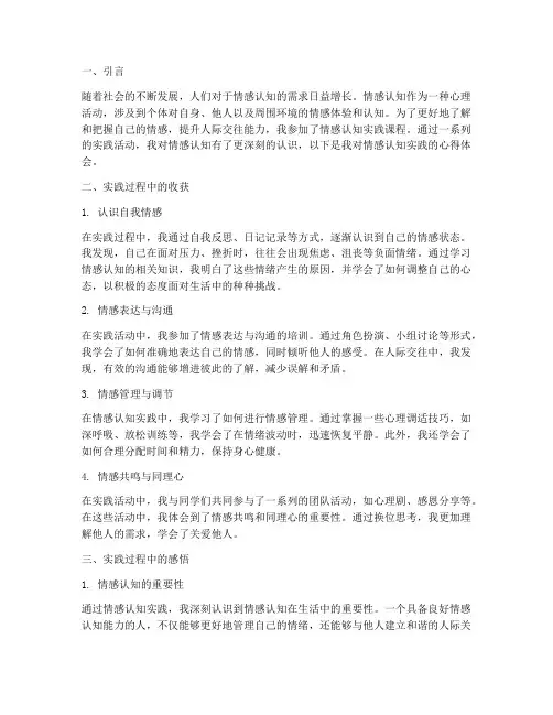 情感认知实践心得体会