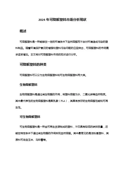 2024年可降解塑料市场分析现状