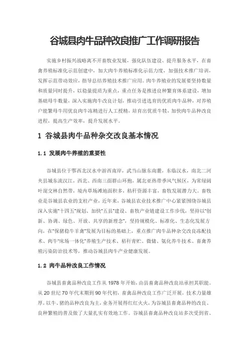 谷城县肉牛品种改良推广工作调研报告