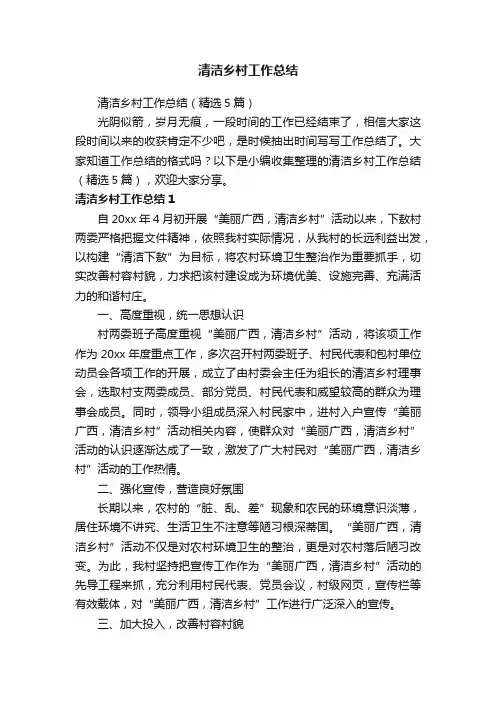 清洁乡村工作总结（精选5篇）