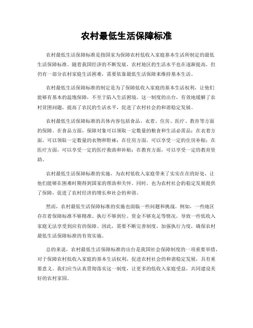 农村最低生活保障标准