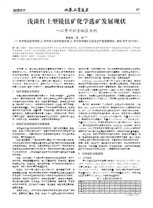 浅谈红土型锐钛矿化学选矿发展现状——以贵州织金地区为例
