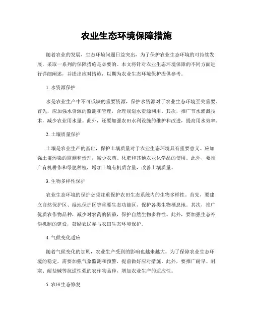农业生态环境保障措施