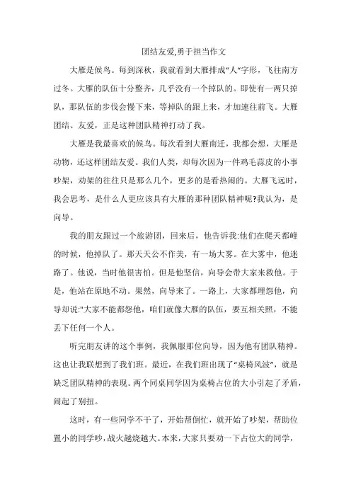 团结友爱,勇于担当作文