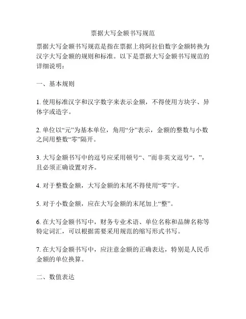 票据大写金额书写规范