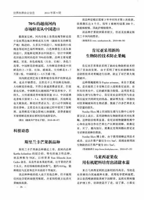 斯里兰卡芒果新品种