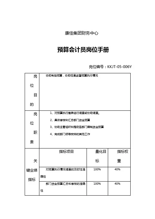 预算会计员岗位说明书