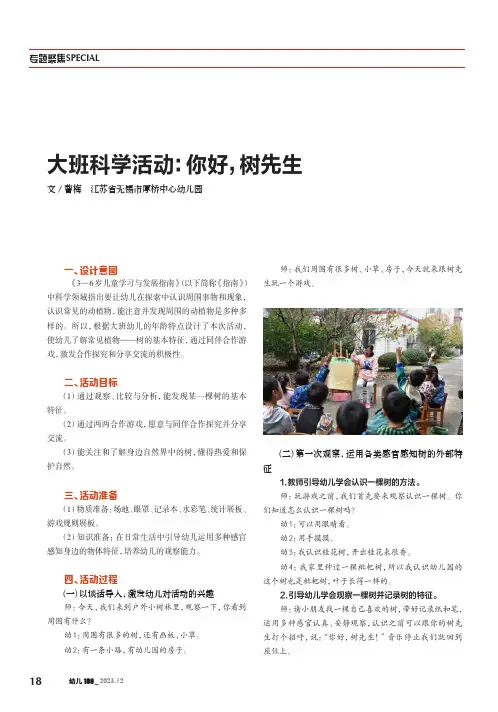 大班科学活动：你好，树先生