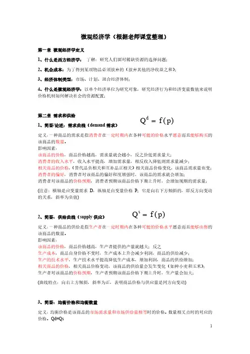 人大在职研究生：微观经济学课堂笔记