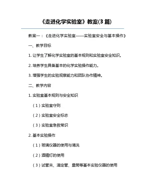 《走进化学实验室》教案(3篇)
