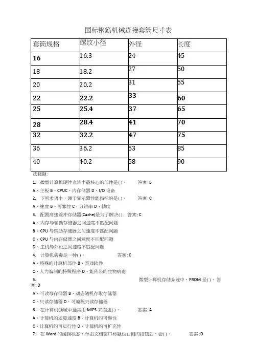 最新国标钢筋机械连接套筒尺寸表28073