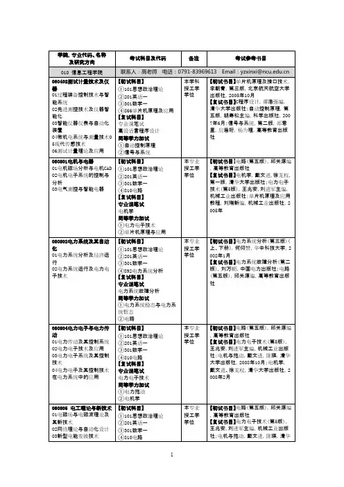2016年南昌大学010信息工程学院硕士研究生招生简章