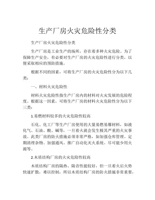 生产厂房火灾危险性分类