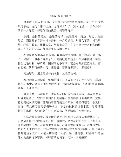 最新中小学精选作文乡间,那一片绿荫作文900字