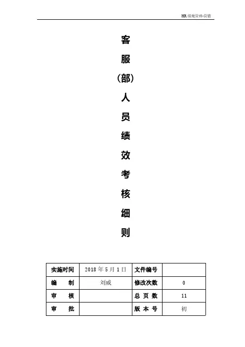 客服(部)人员绩效考核细则