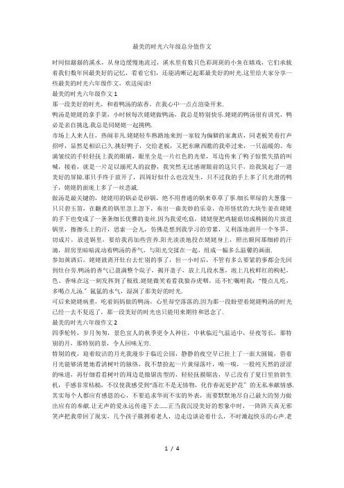 最美的时光六年级满分作文