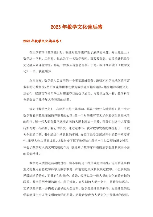 2023年数学文化读后感