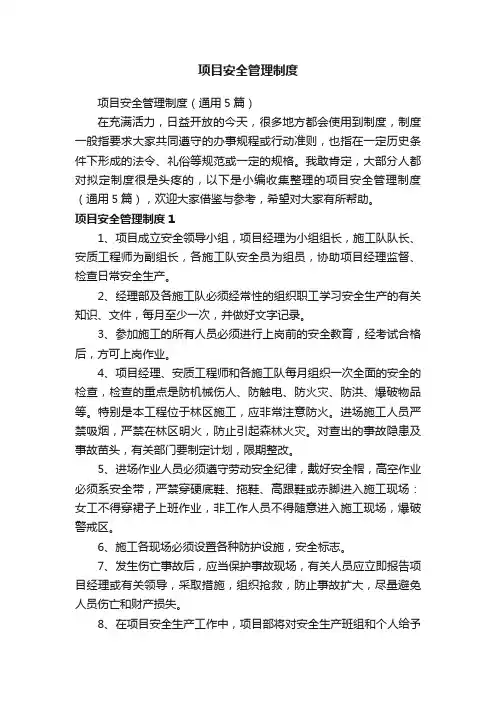 项目安全管理制度