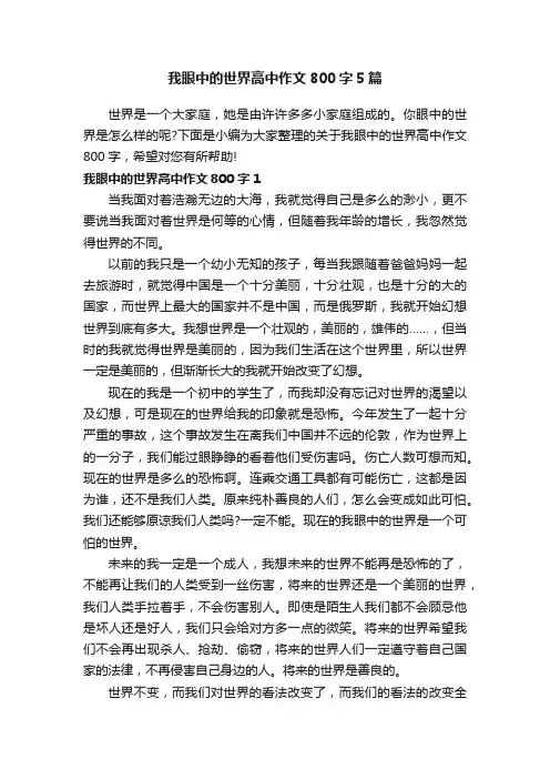 我眼中的世界高中作文800字5篇