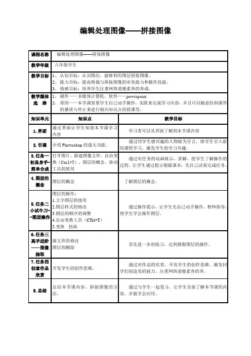 2.2.3《编辑处理图像——拼接图像》教案-八年级上版信息技术【人教蒙教】