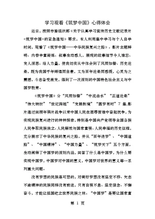 学习观看筑梦中国心得体会